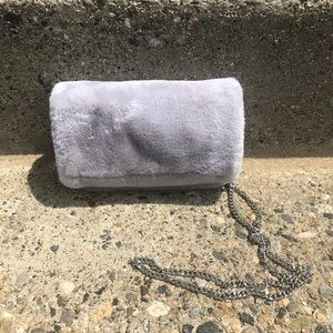 Gray fur cross body bag